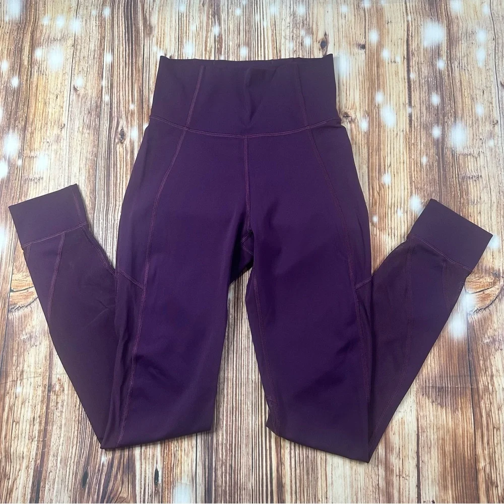 Lululemon Athletica High Waisted Mesh Panel Leggings Size (4) Burgundy